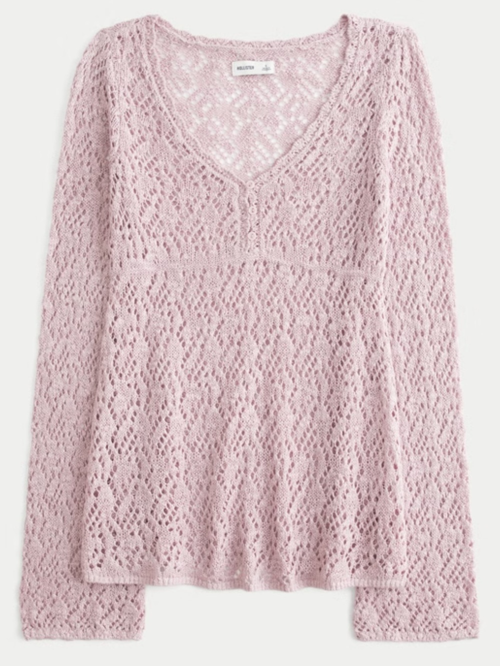 Open-Stitch V-Neck Sweater